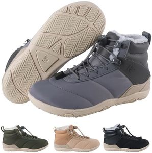 Hike Footwear New HF Azura - Ergonomic Supportive Winter Barefoot Boots,Wide Toe Box, Minimalist Zero Drop Sole, Splash Proof and Breathable Upper Material Unisex Grey