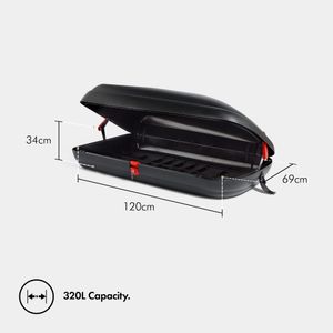 VonHaus 320L Car Roof Box – Hard Shell, Weather Resistant, Carbon Fibre Finish
