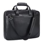 Full Grain Leather Slim Briefcase 15.6 Inch Laptop Bag for Men Black Crossbody Shoulder Messenger Computer Bags Attache Case for Business Work Lawyer