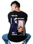 The Zoo Zoo Store Anime Jujutsu Kaisen Oversized Loose Baggy Fit Drop Shoulder Half Sleeves Pure 100% Cotton Heavy Premium Fabric T-Shirt for Men | GOJO | Medium Black