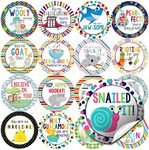 Teacher Encouragement Sticker Labels Variety Pack for Student Work, 100 2" Circle Stickers by AmandaCreation, Pun filled phrases in 20 designs perfect for homework pages & making students feel special