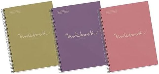 Miquelrius - Pack of 3 Notebooks 100% Recycled Micro Perforated Spiral Bound Recycled Card Cover Size 210 x 297mm 4 Holes 80 Sheets 90g Square 5mm Sheets