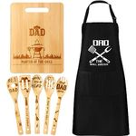 Nuenen 7 Pcs Dad Gift Father's Day Gift Dad Apron Cutting Board Bamboo Spoons Utensils Grill Gifts Grandpa Gifts(Father)