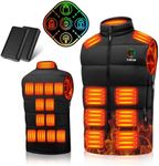 THBYQK 21 Heated Zones Heated Vest, Heated Vest for Men & Women with 2 Pcs 20000mAH 7.4V Battery Pack 5 in 1 Smart Controller XL