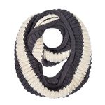 Premium Winter Knit Striped Infinity Loop Circle Scarf, Charcoal