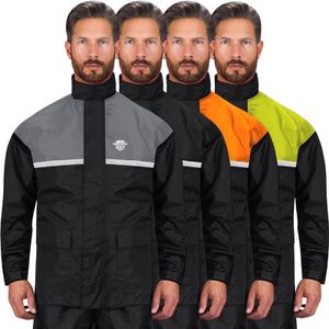 Waterproof Motorcycle Rain Suit, 2-Piece Reflective Gear, Lightweight Riding Jacket & Pants, Protective Raincoat with Hoodie (Gray, XL-2XL)