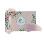 AYOGA: LIVE IN STYLE: Rose Quartz Roller & Gua Sha Set for Glowing Skin! Reduce Wrinkles, Fine Lines & Dark Circles with Pink Jade Roller. Experience Youthful Radiance for Face, Eyes & Neck!