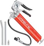 Carbyne Grease Gun - Pistol Grip, 7500 PSI, Heavy Duty Professional Quality, Steel Barrel. 18 inch HD Flex Hose w/Spring, 6 inch Straight & 6 inch Angled Tube, Coupler & Needle Nozzle, 3-Way Loading