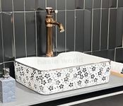 BASIN WORLD Impoarted Ceramic Wash Basin | Luxurious Wash basin Table Top Bathroom Sink Wash (19 x 14.5 x 5 INCH) NCTT-832