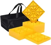 Homeon Wheels Camper Leveling Blocks, Ideal for Leveling Single and Dual Wheels, Heavy Duty Rv Leveling Blocks and Chocks Anti-Slip Pads Design, Camper Levelers 10 Pack with Carrying Bag (Yellow)