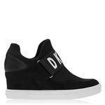 DKNY Women's High-top Sneakers – Slip-on Shoes with Hidden Wedges, Black Cosmos, 9