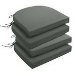 FarmaishOutdoor Chair Cushions for Patio Furniture - Patio Chair Cushions Set of 4 - Waterproof Round Corner Outdoor Seat Cushions 17"X16"X2", Black (Grey)