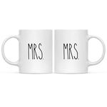 Andaz Press Simple Rustic Farmhouse Kitchen Decor 11oz. Ceramic Coffee Tea Mug, Mrs, Mrs, 2-Pack, Lesbian Couple Birthday Christmas Anniversary Ideas