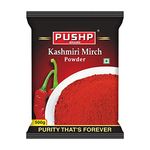 Pushp Brand Kashmiri Red Chilli Powder (Pouch Pack of 1, 500gm)