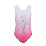 Sinoeem Gymnastics Leotards for Girls Long Sleeve Diamond Splice Tank Leotard Dress Gradient Color Sparkle Dancing Ballet Leotard Athletic Dancewea (Pink-sleeveless, 5-6 year)