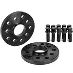 JiiinMiiin 5x100 & 5x112 Hubcentric Wheel Spacers, Forged Wheel Adapters 15mm Black with M14x1.5 Sphere Seat Lug Bolts and 57.1mm Center Bore, 2 Pack