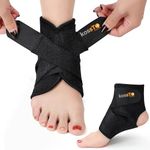 kossto Premium Ankle Compression Brace, Adjustable Support Brace for Foot Care, Sprain, Injury, Swelling & Pain Relief, Ankle Brace for Men & Women (Pair)