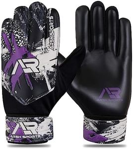 Arsh Sports Soccer Goalie Gloves,Football Goalkeeper Gloves for Kids Boys Youth Children Double Wrist Protection Along 4mm Super Grip Palm (Black New, Size 5 Suitable for 9-12 Years)