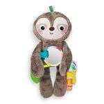 Bright Starts Slingin’ Sloth Travel Buddy Plush Stuffed Animal Take-Along Stroller or Carrier Toy, Ages 0 Month+