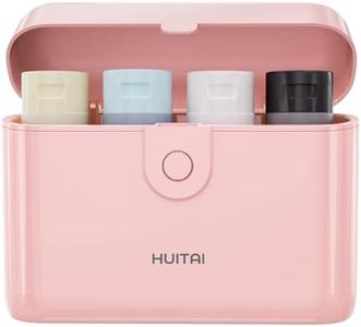 HUITAI Travel Bottles with Case, 4x2oz TSA Approved, Leak-Proof, Press to Unlock, Compact & Portable Travel Toiletries (Pink)