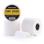 SPORTTAPE Zinc Oxide Tape - 3 Rolls - 5cm x 10m | White Athletic Tape | Sports Strapping Tape for Shoulder Ankle, Knee - Rugby, Football | Blister Prevention Tape for Running, Hiking & Weightlifting