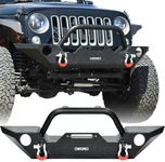 OEDRO Front Bumper Combo Compatible for 07-18 Jeep Wrangler JK & Unlimited with Winch Plate Mounting & 2 D-Rings, Upgraded Textured Black Rock Crawler Off Road