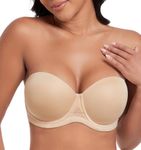 DotVol Women's Multiway Strapless Bra Full Figure Underwire Contour Pretty Back Plus Size Bra(Beige,36C)