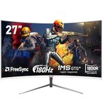 Gawfolk 27 Inch PC computer screen,1800R Curved Gaming 180Hz Monitors, FHD1080p 1ms without Bezel, freesync, 98%sRGB,178 ° Angle View HDMI DisplayPort, Compatible with Wall-Mounted VESA100*100MM-White