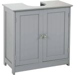 YORKSHIRE HOMEWARE Under Sink Bathroom Cabinet | Storage Cupboard Organiser | Under-Sink Storage Cabinet With Adjustable Shelf Handles | Drain Hole Bathroom Cabinet | Space Saver Organizer (Grey)