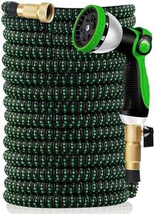 Yofidra Garden Hose 50ft: 10 Functions Metal Nozzle Expandable Water Pipe, Multi-layer Latex Flexible Hose with Retractable Fabric, No Kink Flexible Collapsible Water Hose for Garden Cleaning