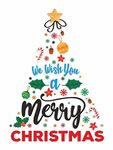 KREEPO Creative-Designer Wish You Merry Christmas Letter with Rectangular Shape Wall Sticker PVC Vinly Special for Christmas Party Decorations Multicolor (45X60) CM