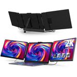 2K Laptop Screen Extender - 13" IPS 1440P Triple Screen Laptop Monitor Extender Plug & Play Multi Screen Attachment for 13"-17" Laptops Compatible with Wins Mac Dex Chrome Travel Gaming Work