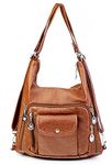 T-Kims Women Handbag Hobo Bag Tote Bags Shoulder Bag Soft Washed Leather Multifunctional Messenger Bag (Brown)