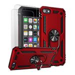 ULAK iPod Touch 7 Case, iPod Touch 6 Case, Hybrid Rugged Shockproof Cover with Built-in Kickstand for Apple iPod Touch 7th/6th/5th Generation (Red)