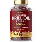 Antarctic Krill Oil 2000mg | 240 Softgels | with Omega 3 Fish Oil (EPA & DHA), Astaxanthin, and Phospholipids | High Strength Complex | by Horbaach