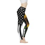 Biyejit American Flag Sunflower Print Womens Workout Yoga Pants, Athletic Jumpsuit, Gym Dance Workout Leggings for Woman Lady Teen Girls