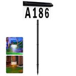 Solar Address Sign, T-SUNUS House Numbers Waterproof, 2-Color Lighting Modes LED Illuminated Address Plaque with Stakes, Outdoor In Ground Address Number for Home Yard