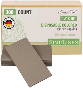 SimuLinen Pewter Linen Feel Disposable Dinner Napkins - Cloth-Like, Kosher Single-Use, Soft, Absorbent, for Parties and Weddings, 16"x16", Box of 300