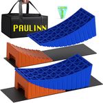 PAULINN RV Camper Levelers, 2 Packs RV Leveling Blocks Heavy Duty & Upgraded Up to 35,000 lbs, Curved Leveling RV Accessories with 2 Anti-Slip Mats & Carrying Bag, Faster & Easier to Level