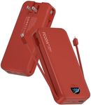 citicr Portable Charger 20000mAh PD20W w/Built-in Cables & Wall Plug Red