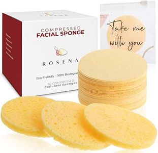 Facial Sponges - 50 Count Compressed Cellulose Face Cleansing and Exfoliating Sponges, Reusable Makeup Mask Remover, Round Face Cleaning Sponge Pads