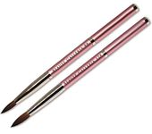 Beaute Galleria - 2pcs Kolinsky Sable Round Acrylic Nail Brush Set (Size 8 12) Metal Handle Manicure Nail Art Tool