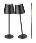 Faithorse Cordless Table Lamp 2 Pack, 5200mAh Battery Operated Table Lamps IP54 Waterproof Desk Lamp with RGB Color Changing Rechargeable Night Light Touch Control Bedside Lamp for Bedroom(Black)