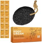 Travel Foot Care Kit – Pumice Stone - Natural Earth Lava Black + Pumice Valley Urea Foot Cream Travel Pack 12 Pcs for Dry Cracked Feet and Heels
