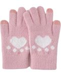 Women Winter Knit Gloves Men Woolen Soft Angora Acrylic Wool Touchscreen Finger Hand Gloves | Casual Fleece Warm Winter Gloves for Girls and Boys (Pink)