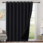 H.VERSAILTEX 100% Blackout Patio Curtains Thermal Insulated Curtains for Sliding Door Extra Wide Window Panels Full Light Blocking Grommet Curtains with Black Liner, W100 x L96 inch - Jet Black