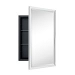 TEHOME Chrome Recessed Bathroom Medicine Cabinet with Mirror Squared Cornered Rectangle Metal Framed Medicine Cabinet with Beveled Mirror 16x24''