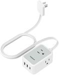 Small Flat Plug Power Strip, TESSAN Ultra Thin Extension Cord with 3 USB Wall Charger (1 USB C), 3 Outlets Mini Charging Station, 5 ft Slim Plug for Cruise Travel Office School Dorm Room Essentials