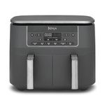 Ninja Dual Zone Digital Air Fryer, 2 Drawers, 7.6L, 6-in-1, Uses No Oil, Air Fry, Max Crisp, Roast, Bake, Reheat, Dehydrate, Non-Stick, Dishwasher Safe Baskets, Gun Metal Grey DZ300UK