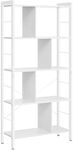 VASAGLE Bookshelf, Large 5-Tier Bookcase, Floor standing Storage Shelf, Modern Style, Steel, for Living Room, Study, Home Office, Maple White and Cloud White LBC012W44